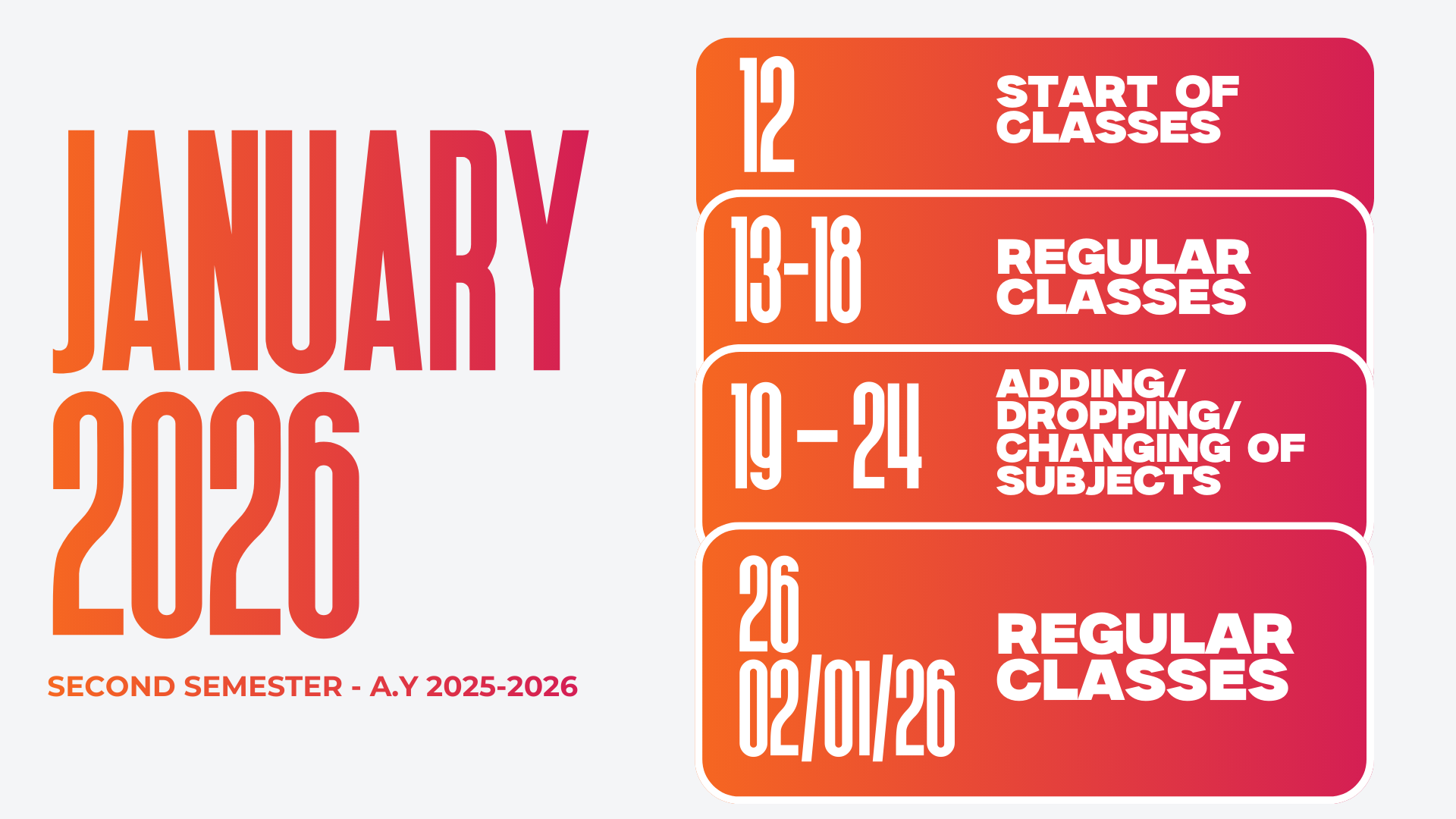 Academic Calendar Page